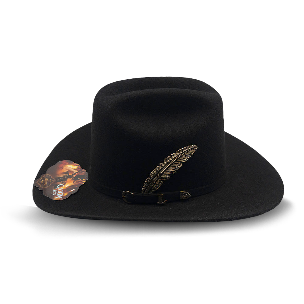 Texana 4X Lana Fina Negra C/Pluma Metálica